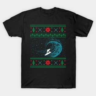 Christmas Surfing Surfboard Surfing Ugly Christmas T-Shirt